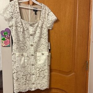 Adrianna Papell Cream Lace Mini Dress